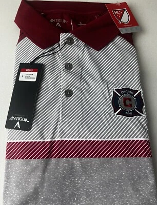 NEW Chicago Fire Polo Golf Shirt Men’s MLS Logo Sewn Antigua Soccer S/S Sz L - Image 1 of 3