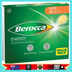 Berocca Energy Vitamin, Orange - 75 Effervescent Tablets | New Au Free Shipping - Picture 1 of 3