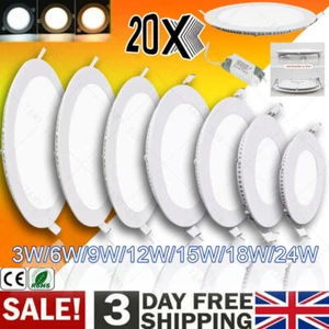 20X Ultra Slim Recessed LED Flat Panel Ceiling Spot Lights Spotlights Downlights - Picture 1 of 18