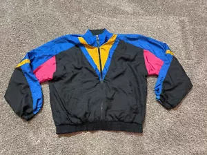 Vintage Womens Jacket Large Color Block Lined Windbreaker Athletic Works 1365 - Picture 1 of 10