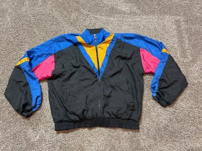 Chaqueta cortavientos vintage para mujer grande forrada en bloques de colores Athletic Works 1365 Foto 1 de 4