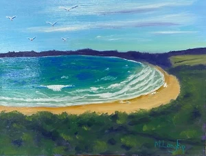 Original Australian oil painting,beach,ocean,seascape,margie langtip,art, sea, - Picture 1 of 4