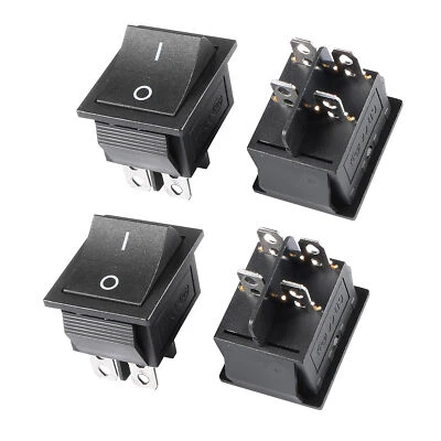 4 Pcs AC 250V 16A 125V 20A 4 Pin DPST Black On/OFF Rocker Switch