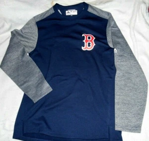 BOSTON RED SOX EMBROIDERED "MAJESTIC THERMABASE" BLUE/GRAY SHIRT MEN'S SMALL $70 - Picture 1 of 4