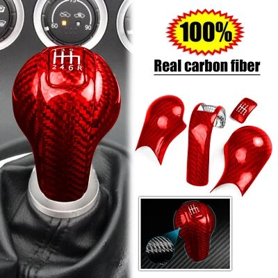 4Pc For Nissan 350Z Z33 2003-2009 Carbon Fiber Manual Gear Shift Knob Cover Trim — 第 1/4 张图片