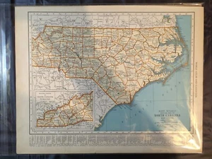Vintage 1936 Atlas Gazetteer Map NC North Carolina or South Dakota SD 11inx14in - Picture 1 of 4