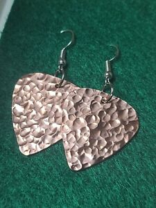 Copper Guitar Pick Earrings HANDMADE By PZA Metal Arts Rochester NY