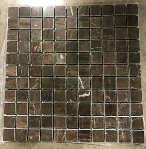 12x12 Tile Marble Remodel Stone Mosaic Brown Dark Splash Coffee BOX OF 10 T-01 - Picture 1 of 7