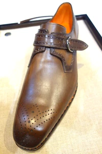 Mezlan Schuhe braun Peitschenstichkante Mönchsriemen Schnalle - Bild 1 von 5