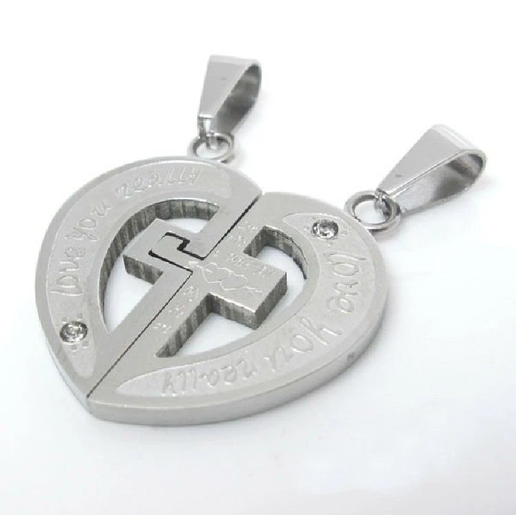 Collana per Coppia Love You Davvero Puzzle Cuore Acciaio Inox 2 Ciondolo + 2 - Immagine 1 di 1