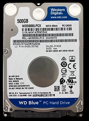 WD Blue WD5000LPZX 500 GB Hard Drive - 2.5" Internal - SATA [SATA/600] - Image 1 of 2