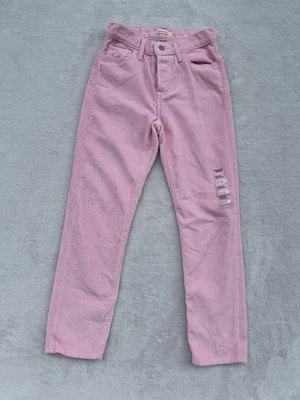 Jeans feminino Levis Wedgie chiclete rosa perna reta botão veludo mosca 25X28 - Imagem 1 de 4