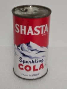 Vintage Shasta Sparkling Cola Small Print Bottom Flat Top Soda Pop Dose - Bild 1 von 6