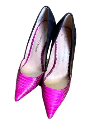 Zapatos de tacón de aguja Jean-Michel Cazabat talla 7/37,5 marrón gamuza/rosa pitón Foto 1 de 4