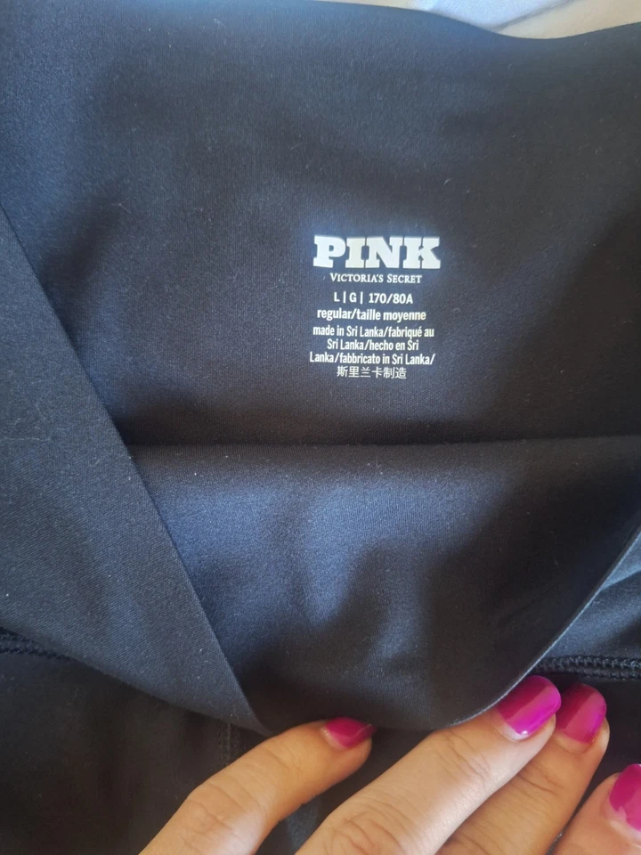 Leggings Rosa Cintura Alta Negros Grandes Poliéster Mezcla Spandex Foto 1 de 4