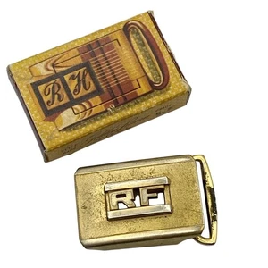 Vintage Swank goldfarbene Bronze Initiale "RF" Gürtelschnalle Original Geschenk Haus Box - Bild 1 von 4