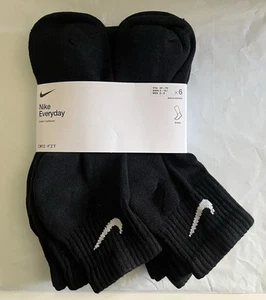 AUTHENTIC Nike Men's Everyday Ankle Quarter Socks 6-PAIRS BLACK MEDIUM 6-8 - Picture 1 of 2