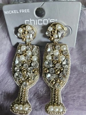 Nwt Chico’s Wineglass Earrings - Image 1 of 4