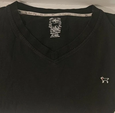 The Black Dog 衬衫成人大号黑色短袖 V 领休闲男式 — 第 1/2 张图片