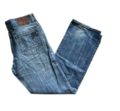Jeans jeans masculino Y2K Zoo York quebrável lavagem escura 32x32 *BOLSO OCULTO* caveira - Imagem 1 de 4