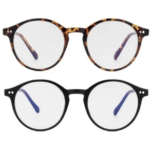 Gleyemor Blue Light Glasses New 2 Pair Unisex Vintage Round Frame Computer - Picture 1 of 5