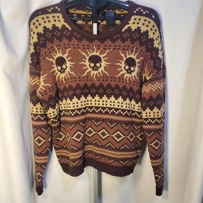 Suéter Hot Topic Social Colisión SM Marrón Calaveras Gótico Punk Grunge Foto 1 de 4