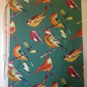 Richloom Platinum Collection LISETTE Fabric Piece 56 x 64" BIRD PRINT Cotton - Picture 1 of 12