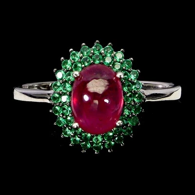 925 Sterling Silver Ring Oval Ruby 8x6mm Natural Gemstone Jewelry Size 8 - Image 1 of 4