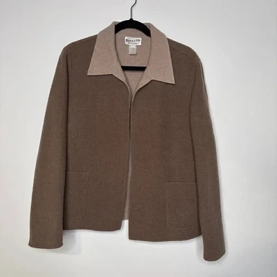 Pendleton Virgin Merino Wool Open Front Collared Jacket 2 Tone Brown Size Large - Image 1 of 4