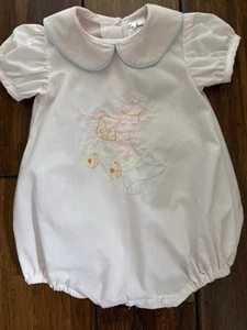 Baby Girls Size 3 Months Vintage Pink Bubble Romper Dressy One Piece Horse - Picture 1 of 6
