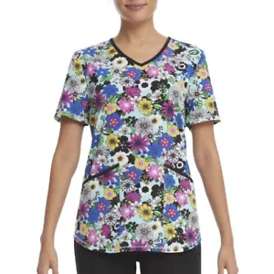ScrubStar Flowers Fun Floral Nurse Floral Uniform Scrub Top - Choose Size