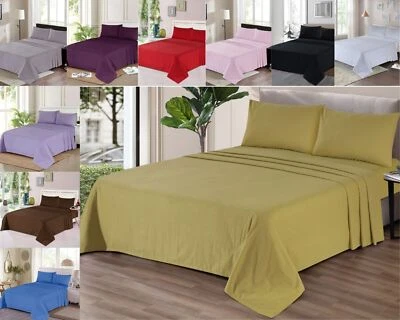 100%  Brushed Cotton Thermal Flannelette Extra Deep 32CM Fitted Flat Sheet Set - Image 1 of 4
