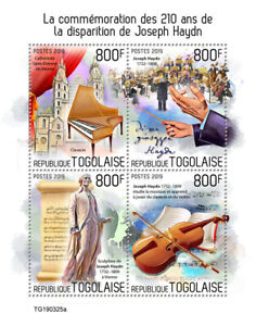 Togo 2019 MNH Music Stamps Joseph Haydn Composers Musical Instruments 4v M/S