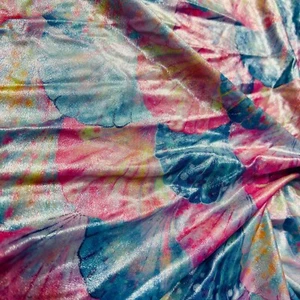 Satin Pastel Seashells Print Nylon Spandex Fabric 4 Way Stretch by Yard for Swim - Picture 1 of 6