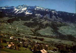 SUIZA ~ 1980 Alpes Panorama SCHWANDEN Sigriswil Thunersee Sigriswilgrat montañas - Imagen 1 de 2
