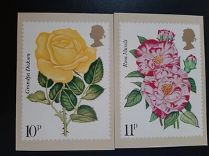 (GB-8507) GREAT BRITAIN 1976 Picture Postcard Roses  SET OF 2 - Picture 1 of 2