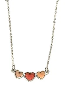 Lia Sophia “Heart Song” Red, Orange & Pink Enamel Hearts Pendant Chain Necklace - Picture 1 of 3