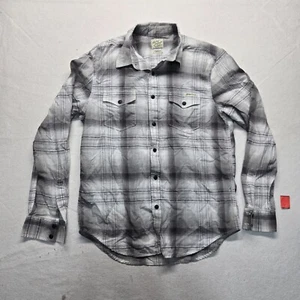 Camisa con botones Lucky Brand gris blanca a cuadros manga larga adulto hombre talla M mediana - Imagen 1 de 7
