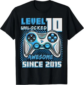10th Birthday Boy Level 10 Gamer 10 Year Video Game Party T-Shirt Hoodie - Picture 1 of 12