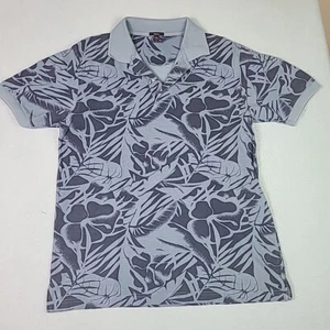 Bossini Polo T-Shirt Hawaiian Blue All Over Floral Print Size Large L - Picture 1 of 9