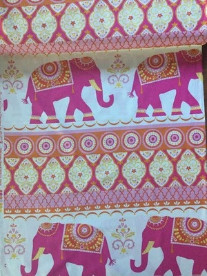 2m - Patchworkstoff Baumwolle Sundara Kalindi Pink Orange Weiß Dena Elefant 211 - Bild 1 von 3