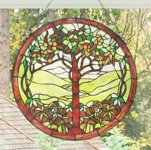 Tree of Life Round Stained Glass Suncatcher Window Panel 24in - Picture 1 of 6