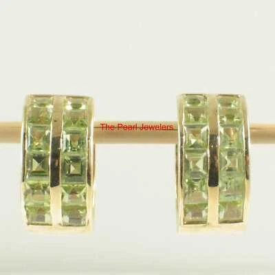 14K Yellow Gold Omega Clip Peridot Channel Setting Earrings - Image 1 of 3