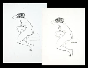 1920 Akt nackte Frau in 2 Varianten 1 mit Signatur Arthur Brusenbauch 1881-1957 - Bild 1 von 1