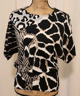 Joseph A  Women's S Animal Print Short Sleeve Knit Super Soft Top - Image 1 of 4