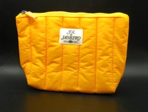 Sol de Janeiro Orange Quilted Fabric Zipper Makeup Bag Lined 9 x 6 x 3.5 inches - Picture 1 of 16