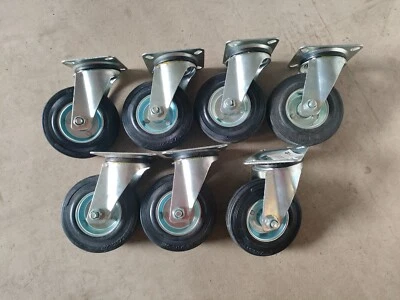 ruote carrello piene in gomma 125mm con supporto girevole - Immagine 1 di 4