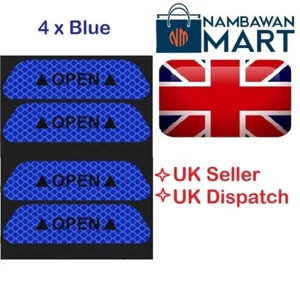 4 x BLUE Car Door Safety Reflective Tape Open Sign Sticker UK Free P&P  AUTO1045 - Picture 1 of 4