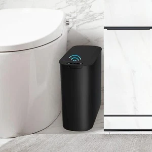 Automatic Motion Sensor Bathroom Trash Can with Lid, 2.6 Gallon (Black) - Picture 1 of 7