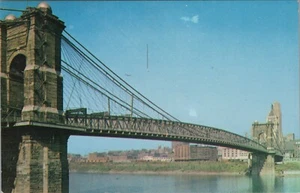 Suspension bridge Cincinnati Ohio 1960s postcard D79 - Bild 1 von 2